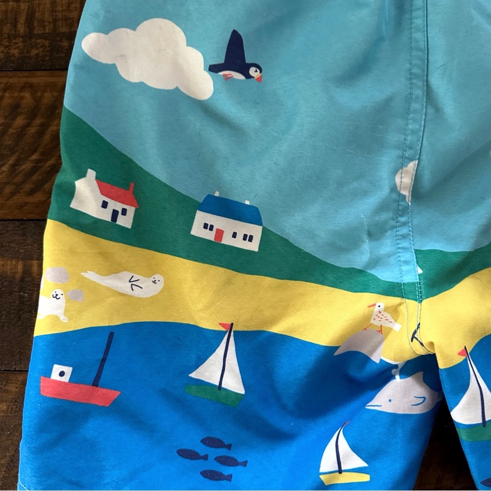 Mini Boden Blue and Yellow Nautical Shorts - Picture 5 of 8